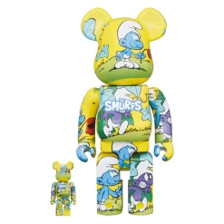 400% + 100% Bearbrick Schtroumpf Noir (The Purple Smurfs) - Les Schtroumpfs