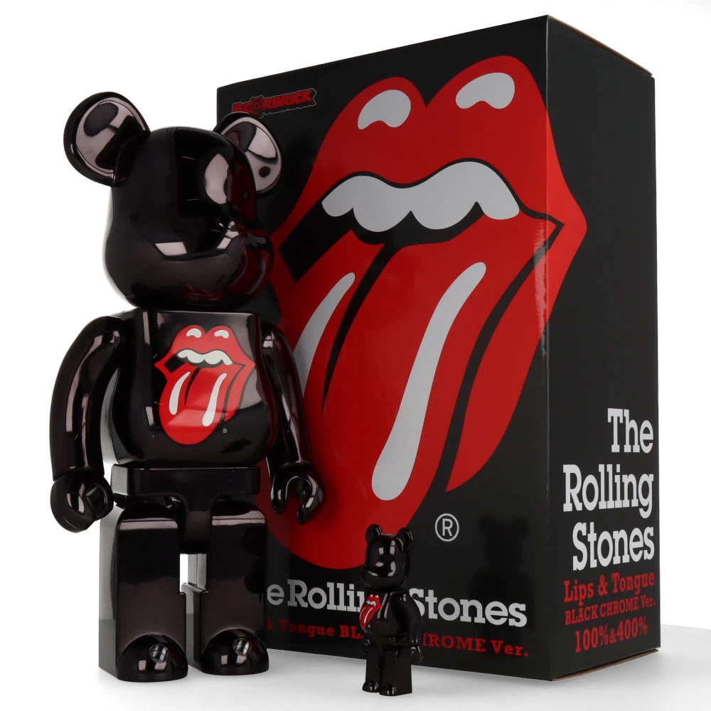 400% + 100% Bearbrick The Rolling Stones Lips & Tongue - Black Chrome Ver. 12 400% + 100% Bearbrick The Rolling Stones Lips & Tongue - Black Chrome Ver. – Image 10